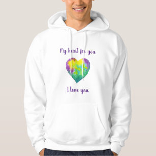 Minimalist I love you rainbow heart Valentine Hoodie