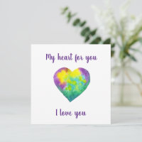 Minimalist I love you rainbow watercolor heart