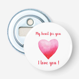 Minimalist I love you red watercolor heart     Bottle Opener