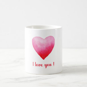 Minimalist I love you red watercolor heart Coffee  Mug