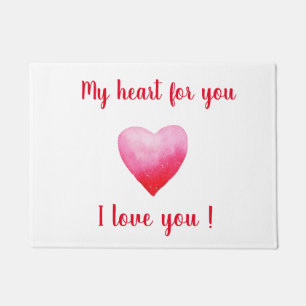 Minimalist I love you red watercolor heart      Doormat