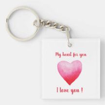 Minimalist I love you red watercolor heart