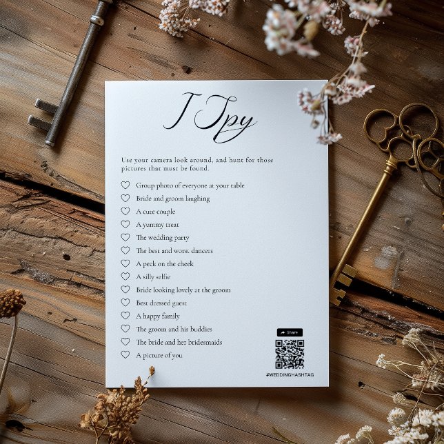 Minimalist I Spy Wedding Game Card (Creator Uploaded)
