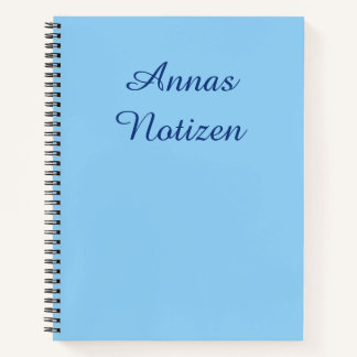 Minimalist Ice Blue with Blue Text German Notizen Notebook