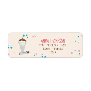 Minimalist Ice Cream Modern Colourful Caramel Return Address Label