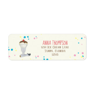 Minimalist Ice Cream Modern Colourful Vanilla Return Address Label