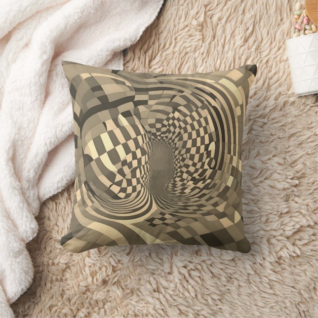 Minimalist Illusion: Twisting Chequerboard Pattern Cushion (Blanket)