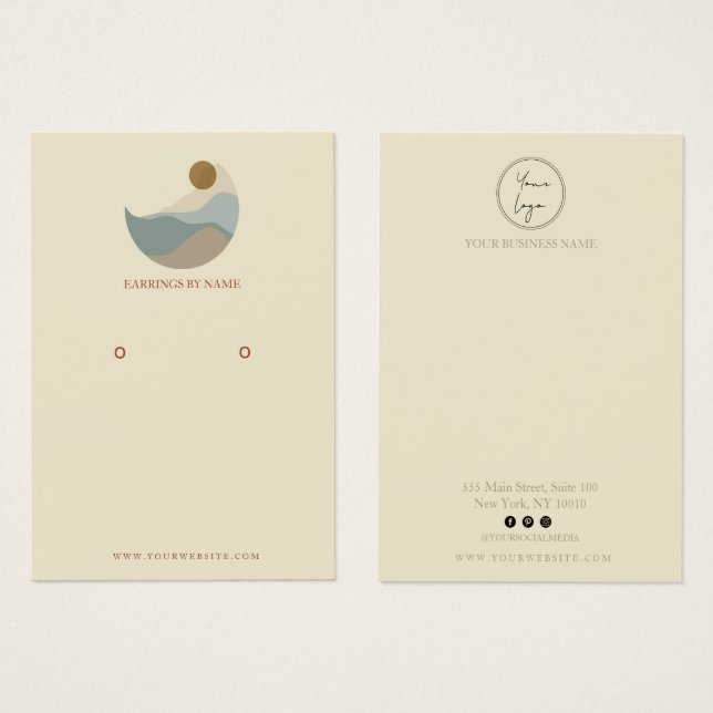 Minimalist Illustration Earring Display Card (Front & Back)