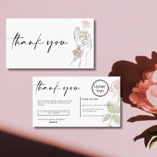 Minimalist illustration flower thank you business card