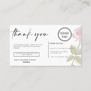Minimalist illustration flower thank you business card