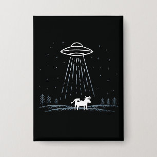 Minimalist Illustration of a UFO abducting a cow