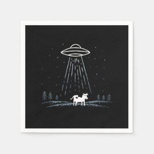 Minimalist Illustration of a UFO abducting a cow Napkin