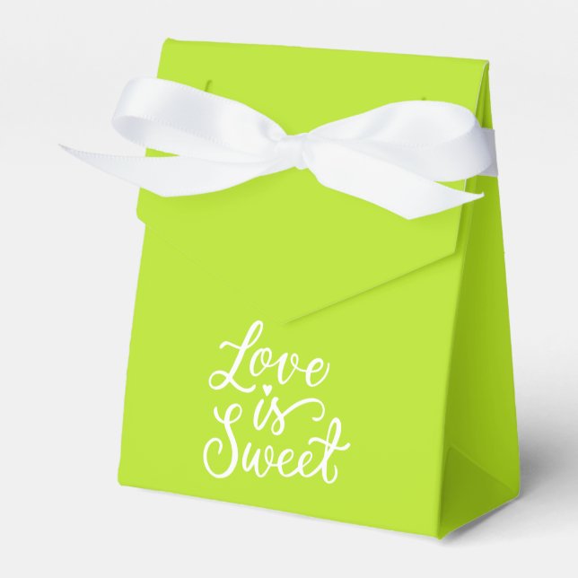 Minimalist in Lime Green Wedding Favour Box (Front Side)