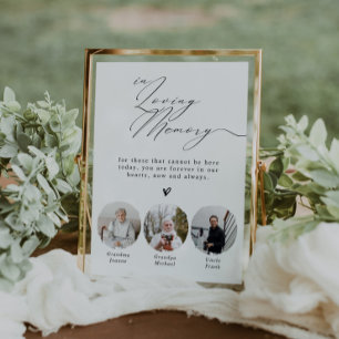 Minimalist In Loving Memory 3 Photos Wedding Sign