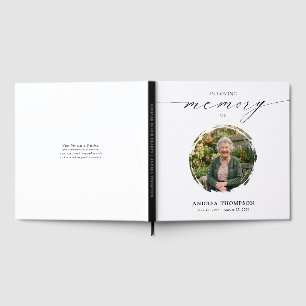 Minimalist In Loving Memory Circle Photo Funeral Guest Book