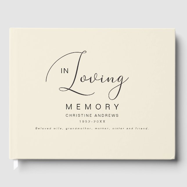 Minimalist In Loving Memory Funeral Guest Book (Front)