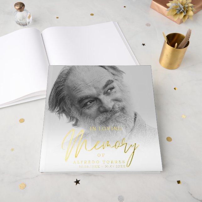 Minimalist In Loving Memory Funeral  Guest Book (Front Open)