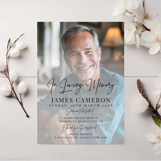 Minimalist In Loving Memory Funeral Photo Invitation (Creator Uploaded)