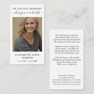 Minimalist In Loving Memory Photo Keepsake Card