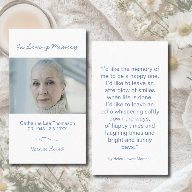 Minimalist In Loving Memory Photo Prayer Card (Minimalist In Loving Memory Photo Prayer Card)
