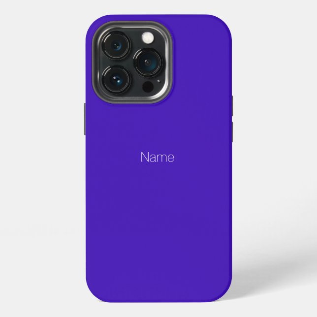 Minimalist indigo blue custom name monogram solid iPhone case (Back)