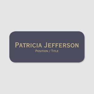 Minimalist Indigo Blue & Gold: Stylish Fashionable Name Tag