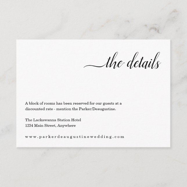 Minimalist Information / Details Enclosure Card (Front)