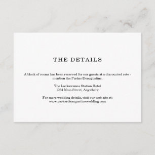 Minimalist Information / Details Enclosure Card