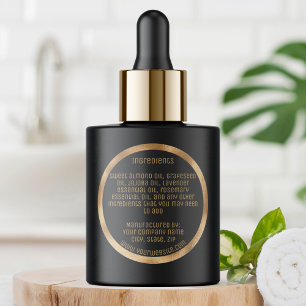 Minimalist ingredients label black and woven gold