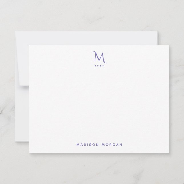 Minimalist Initial Letterpress Simple Note Card (Front)