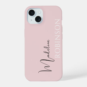 Minimalist Initial Modern Monogram Blush Pink iPhone 15 Case