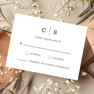 Minimalist Initial Monogram Wedding RSVP Save The Date