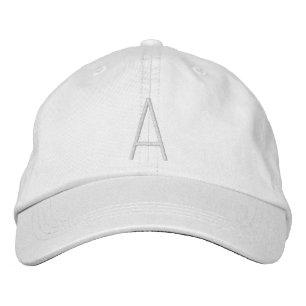 Minimalist Initial White Embroidered Embroidered Hat