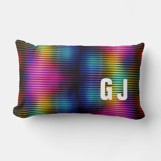 Minimalist Initialised Colourful Design Lumbar Cushion (Front)