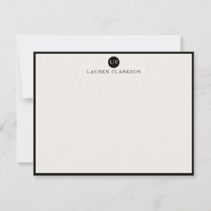 Minimalist Initials Monogram Black frame note card