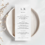Minimalist Initials Simple Wedding Menu Card<br><div class="desc">Designed to coordinate with our Minimalist All In One Collection, this customisable matching wedding menu card features a clean and simple layout, with classic font. For more advanced customisation of this design, e.g. changing layout, font or text size please click the "CUSTOMIZE" button above. Please contact me for any questions!...</div>