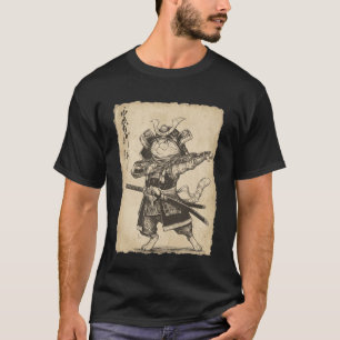 Minimalist Ink Art Dancing Cat Japanu2013Samurai C T-Shirt
