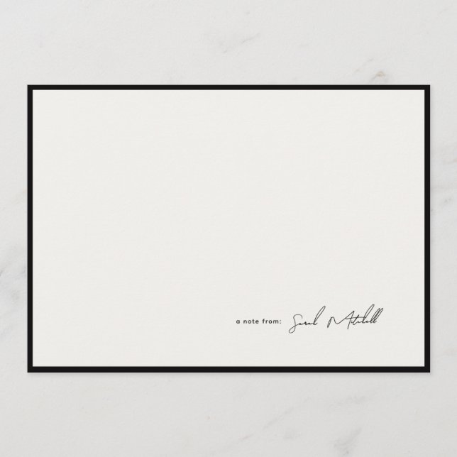Minimalist Ink Black Border Personalized Script Card (Front)