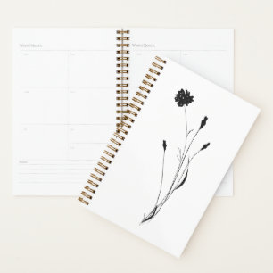 Minimalist Ink Floral Black and White Botanical  Planner