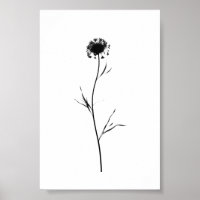 Minimalist Ink Flower Abstract Floral Art in Black