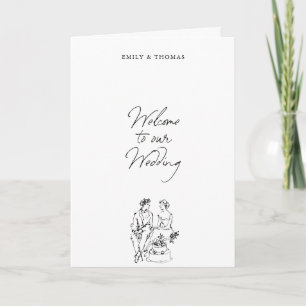 Minimalist Ink Hand Drawn Illustration Wedding Program