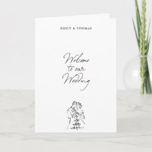 Minimalist Ink Hand Drawn Illustration Wedding Program