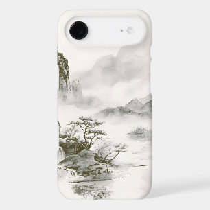 Minimalist Ink Misty Zen Mountain Landscape