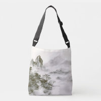 Minimalist Ink Misty Zen Mountain Landscape