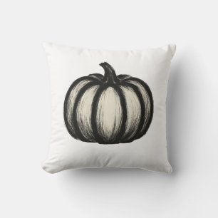 Minimalist Ink Pumpkin – Autumn Harvest Art on Cushion