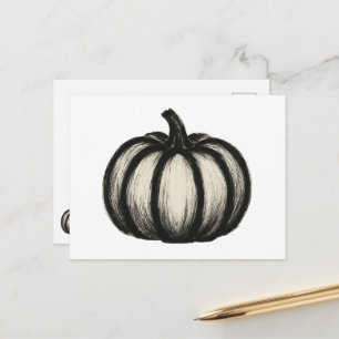 Minimalist Ink Pumpkin – Autumn Harvest Art on Holiday Postcard