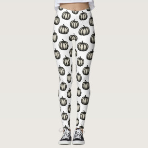 Minimalist Ink Pumpkin – Autumn Harvest Art on Leggings