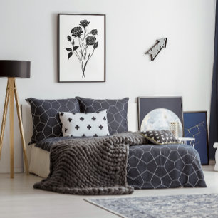 Minimalist Ink Roses Abstract Floral Art in Black Poster