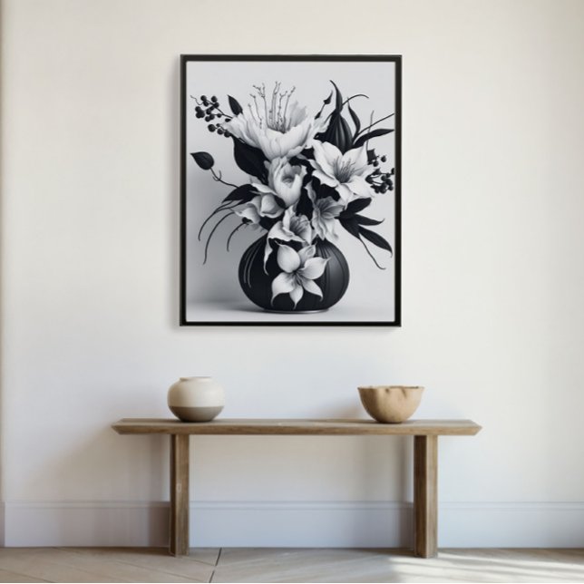 Minimalist Ink Roses Vase Stylish Drawing Modern Poster (Creator Uploaded)
