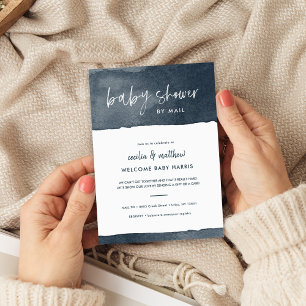 Minimalist Ink Wash Baby Shower by Mail Invitation